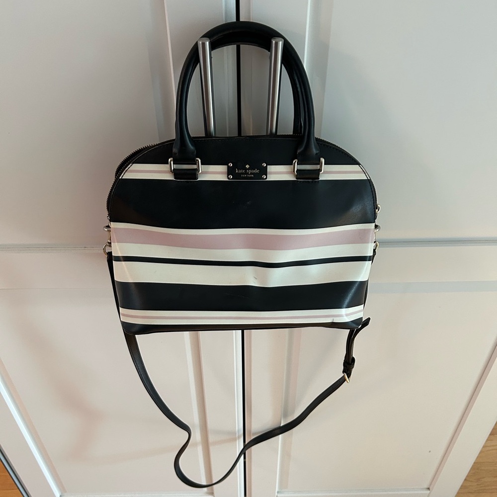 Kate Spade Black, Pink and Cream Striped Purse
